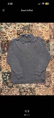 Polo Ralph Lauren Vintage Heather Gray Long Sleeve Mesh Polo Shirt